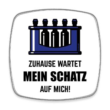 XZuhause Wartet Mein Schatz Auf Mich! (Blau) - Viereckiger Kühlschrankmagnet - Weiß - Vorne