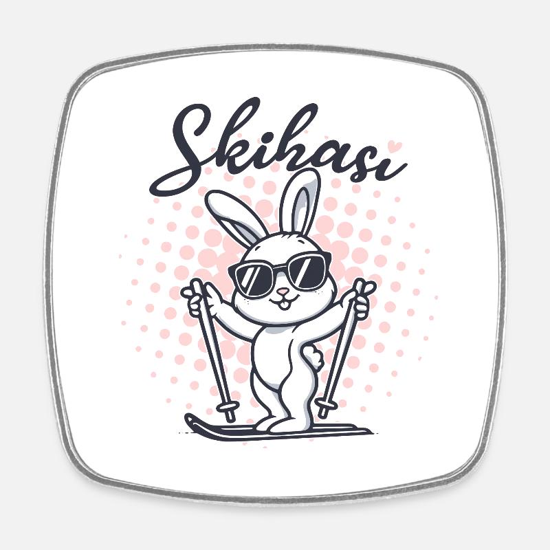 Lapin de ski Lapin de ski - Magnet carré - blanc
