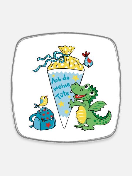 Schoolchild Dragon. Oh my bag! - Square fridge magnet - white