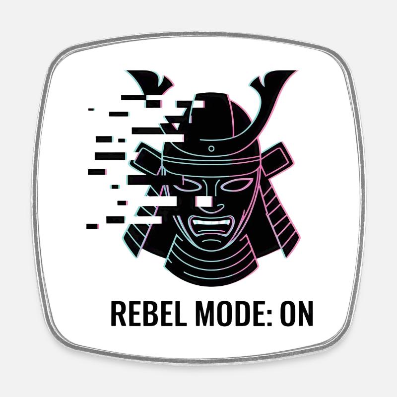Samurai Rebel - Square fridge magnet - white