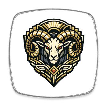 Goldram Ornament Ramkopf Design - Square fridge magnet - white - Front