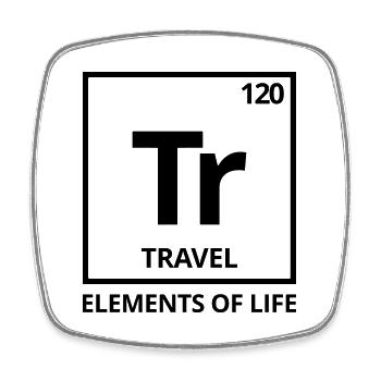 Elements of life: 120 Travel Periodic System Travel - Square fridge magnet - white - Front