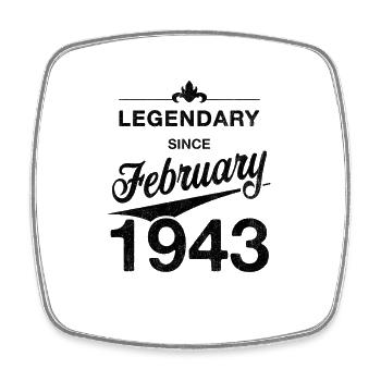 80e anniversaire Légendaire Février 1943 Année 43 - Magnet carré - blanc - Devant