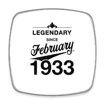 90e anniversaire Légendaire Février 1933 Année 33 - Magnet carré - blanc - Devant