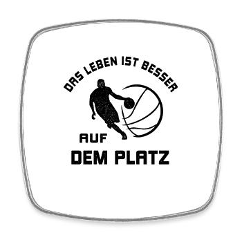 La vie est meilleure sur le terrain cadeau de basketball - Magnet carré - blanc - Devant