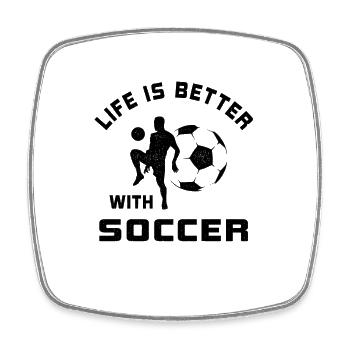 Das Leben ist besser mit Fußball Spruch Geschenk - Viereckiger Kühlschrankmagnet - Weiß - Vorne