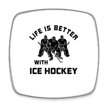La vie est meilleure avec le hockey sur glace en disant cadeau - Magnet carré - blanc - Devant