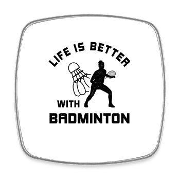 La vie est meilleure avec un cadeau de badminton - Magnet carré - blanc - Devant
