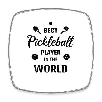 Meilleur joueur de pickleball Funny Pickleball Dicton - Magnet carré - blanc - Devant