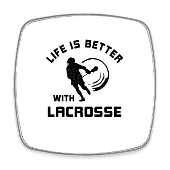 Life is better with lacrosse saying gift - Square fridge magnet - white - Front