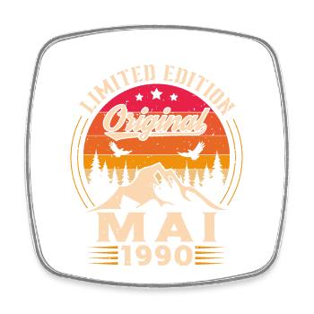 Vintage nées en Mai 1990 Cadeau D'anniversaire - Magnet carré - blanc - Devant