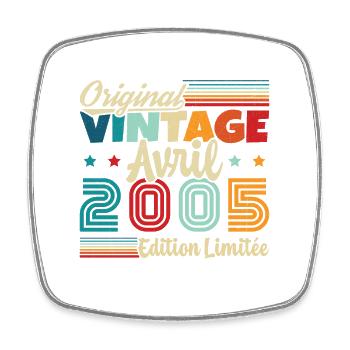 Cadeau D’anniversaire Avril 2005 Vintage Rétro - Magnet carré - blanc - Devant