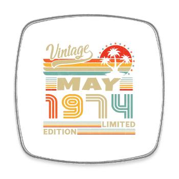 Vintage Nées En Mai 1974 Cadeau D'anniversaire - Magnet carré - blanc - Devant
