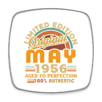 May 1956 Vintage Born in May 1956 Anniversary - Square fridge magnet - white - Front