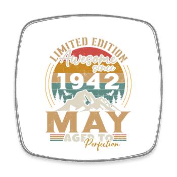 May 1942 Vintage Born in May 1942 Anniversary - Square fridge magnet - white - Front
