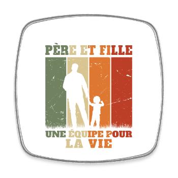 Père et Fille Cadeau Fete des Pères Vintage Humour - Magnet carré - blanc - Devant