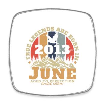 Vintage Juin 2013 Anniversaire Nées en Juin 2013 - Magnet carré - blanc - Devant