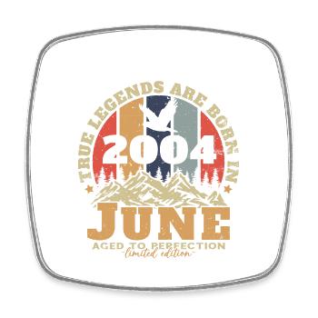 2004 retro vintage born in June 2004 anniversary - Square fridge magnet - white - Front