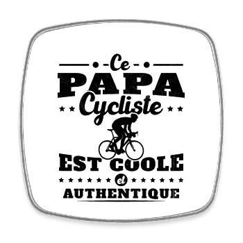 Ce papa cycliste est coole et authentique - Magnet carré - blanc - Devant