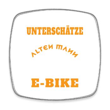 Unterschätze nie einen Alten Mann mit einem E-BIKE - Viereckiger Kühlschrankmagnet - Weiß - Vorne