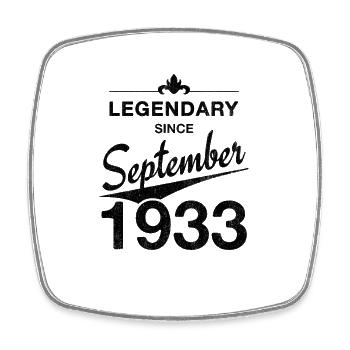 90. Geburtstag Legendär September 1933 Jahrgang 33 - Viereckiger Kühlschrankmagnet - Weiß - Vorne