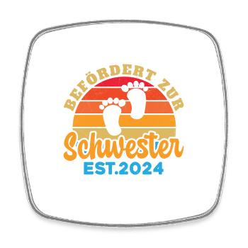 Befördert Zur Schwester 2024 Retro Vintage - Viereckiger Kühlschrankmagnet - Weiß - Vorne