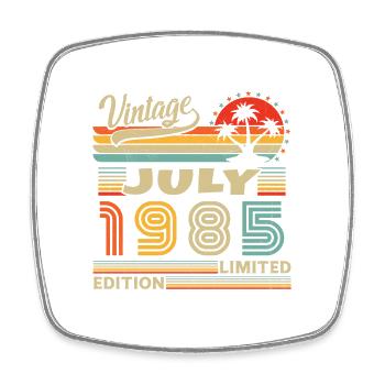 Vintage Juli 1985, Retro Geburtstagsgeschenk - Viereckiger Kühlschrankmagnet - Weiß - Vorne