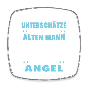 Ein Alter Mann mit Seiner Angelrute Angelgeschen - Viereckiger Kühlschrankmagnet - Weiß - Vorne
