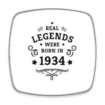 90. Geburtstag Legenden sind Jahrgang 1934 geboren - Viereckiger Kühlschrankmagnet - Weiß - Vorne