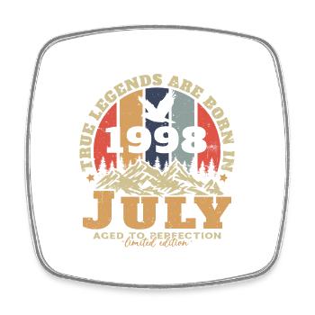 Vintage July 1998 Retro Birthday Gift - Square fridge magnet - white - Front