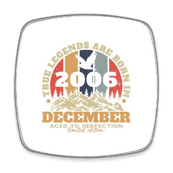 Vintage Retro December 2006 Birthday Gift - Square fridge magnet - white - Front