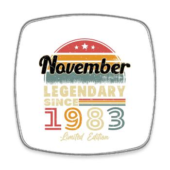Vintage Birthday Gift November 1983 - Square fridge magnet - white - Front