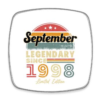 Vintage Retro September 1998 Birthday Gift - Square fridge magnet - white - Front