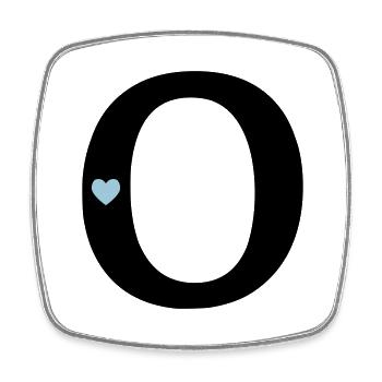 Letter O Initial point - Square fridge magnet - white - Front
