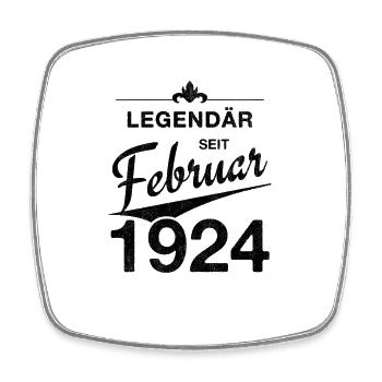 100. Geburtstag Legendär Februar 1924 Jahrgang 24 - Viereckiger Kühlschrankmagnet - Weiß - Vorne