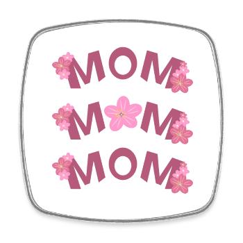 MOM mit Rosa Blumen, ein Dankeschön zum Muttertag. - Viereckiger Kühlschrankmagnet - Weiß - Vorne