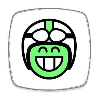 Emoticon Grin mit Mopedhelm (Farben änderbar) - Viereckiger Kühlschrankmagnet - Weiß - Vorne