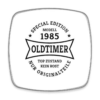 40. Geburtstag Jahrgang 1985 Oldtimer 40 Jahre - Viereckiger Kühlschrankmagnet - Weiß - Vorne