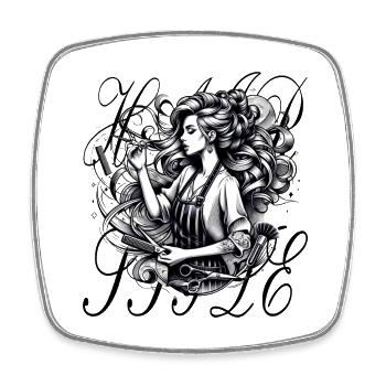Hairdresser also separates hair at the hairdresser - Square fridge magnet - white - Front