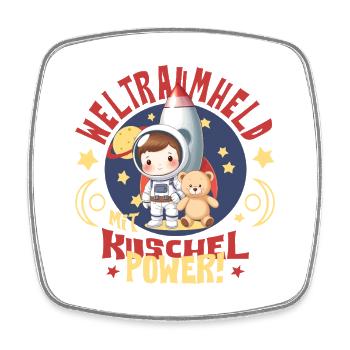 Astronaut with teddy bear - Square fridge magnet - white - Front