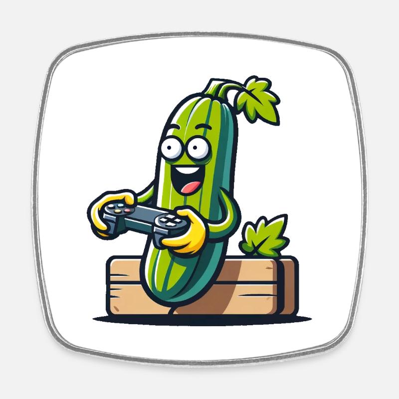 Gamer Zucchini - Square fridge magnet - white