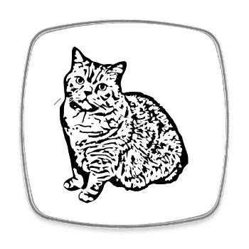 British Shorthair Chat Noir Chat Chaton - Magnet carré - blanc - Devant