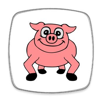 Niedliches Cartoon Comic Schwein Guckt Freundlich - Viereckiger Kühlschrankmagnet - Weiß - Vorne