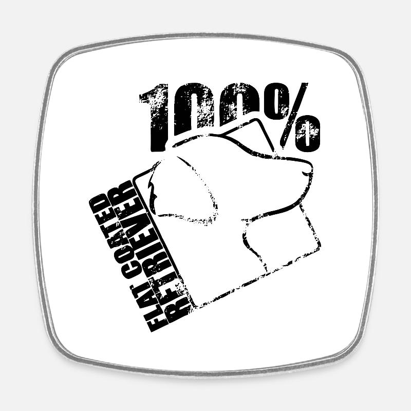 FLAT COATED RETRIEVER 100 chiens chien Wilsigns - Magnet carré - blanc