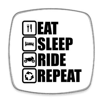 Manger, dormir, moto,motard, motarde - Magnet carré - blanc - Devant