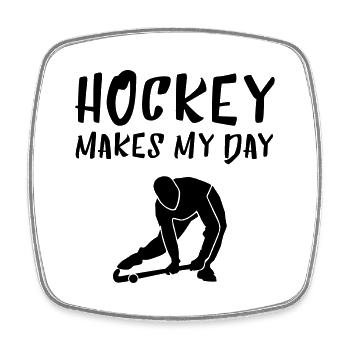 HOCKEY fait mon jour - Magnet carré - blanc - Devant