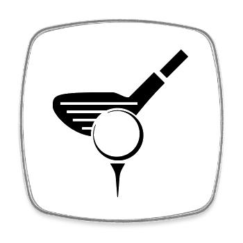 Ball Golf - Golf - Magnet carré - blanc - Devant