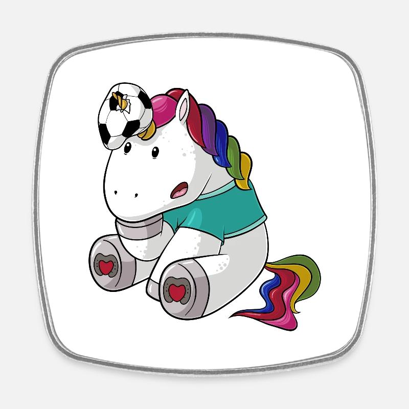 Heading comic unicorn - Square fridge magnet - white
