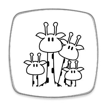 Famille girafe mignonne 2 enfants maman papa girafe - Magnet carré - blanc - Devant