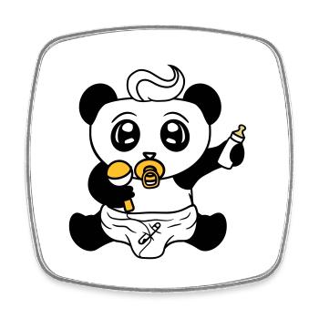child baby rattle pacifier diaper little boy s - Square fridge magnet - white - Front